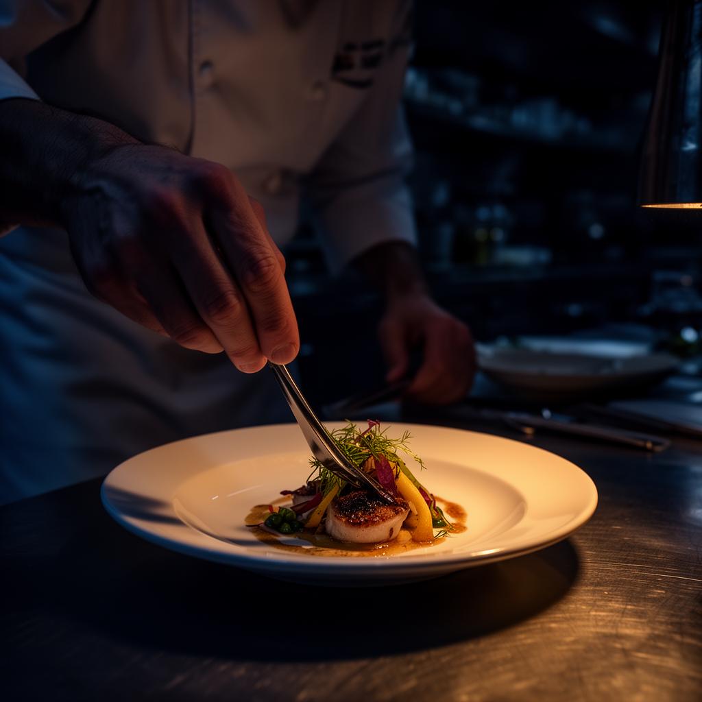 Chef plating fine dining dish